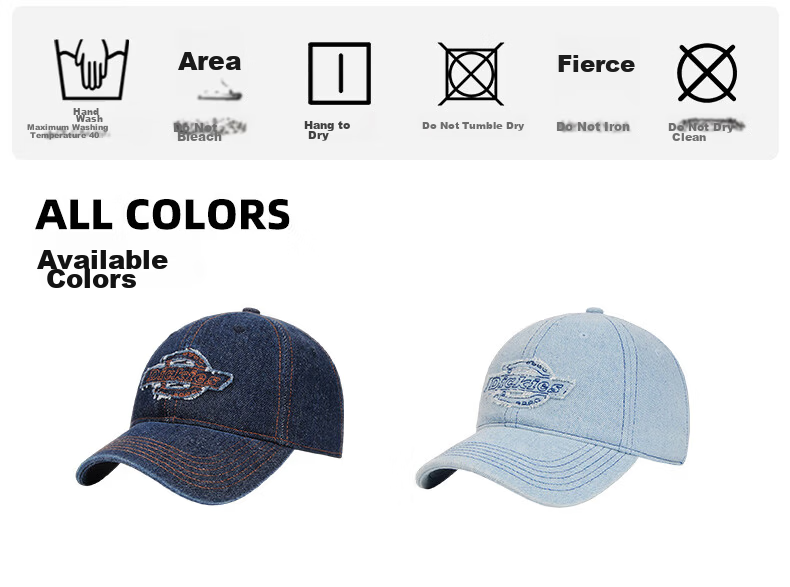 Dickies Distressed Vintage Baseball Cap Unisex Couple Sun Protection Deep Fit Duckbill Hat Light Blue 8