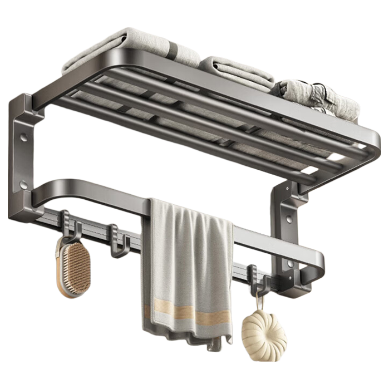 Cobbe Space Aluminum Bathroom Towel Rack No-Drill Towel Holder Bathroom Storage Shelf Bath Towel Rack Bathroom Hardware Accessories