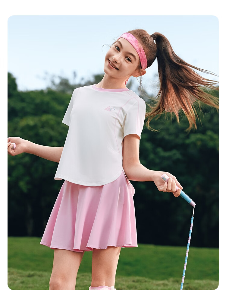 Balabala Girls' Short Sleeve Set Children's Two-Piece T-Shirt 2026 Summer Cool Sun Protection Quick-Dry Skirt Sportswear 18
