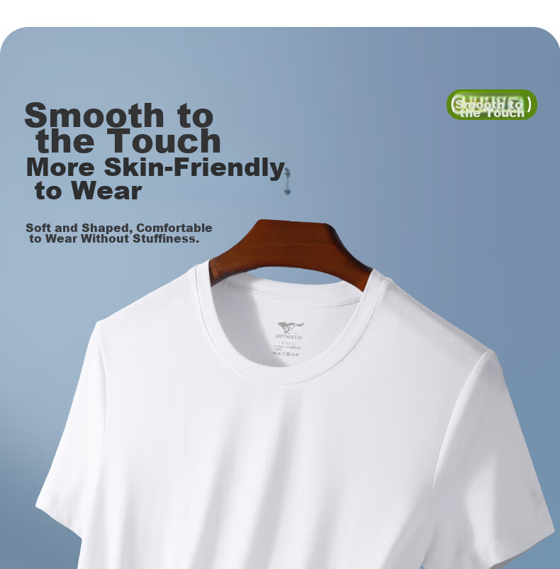 SEPTWOLVES Men's Short Sleeve T-Shirt Elastic Cotton Breathable Casual Sweat-Absorbing Basic Heather Gray 2XL 17