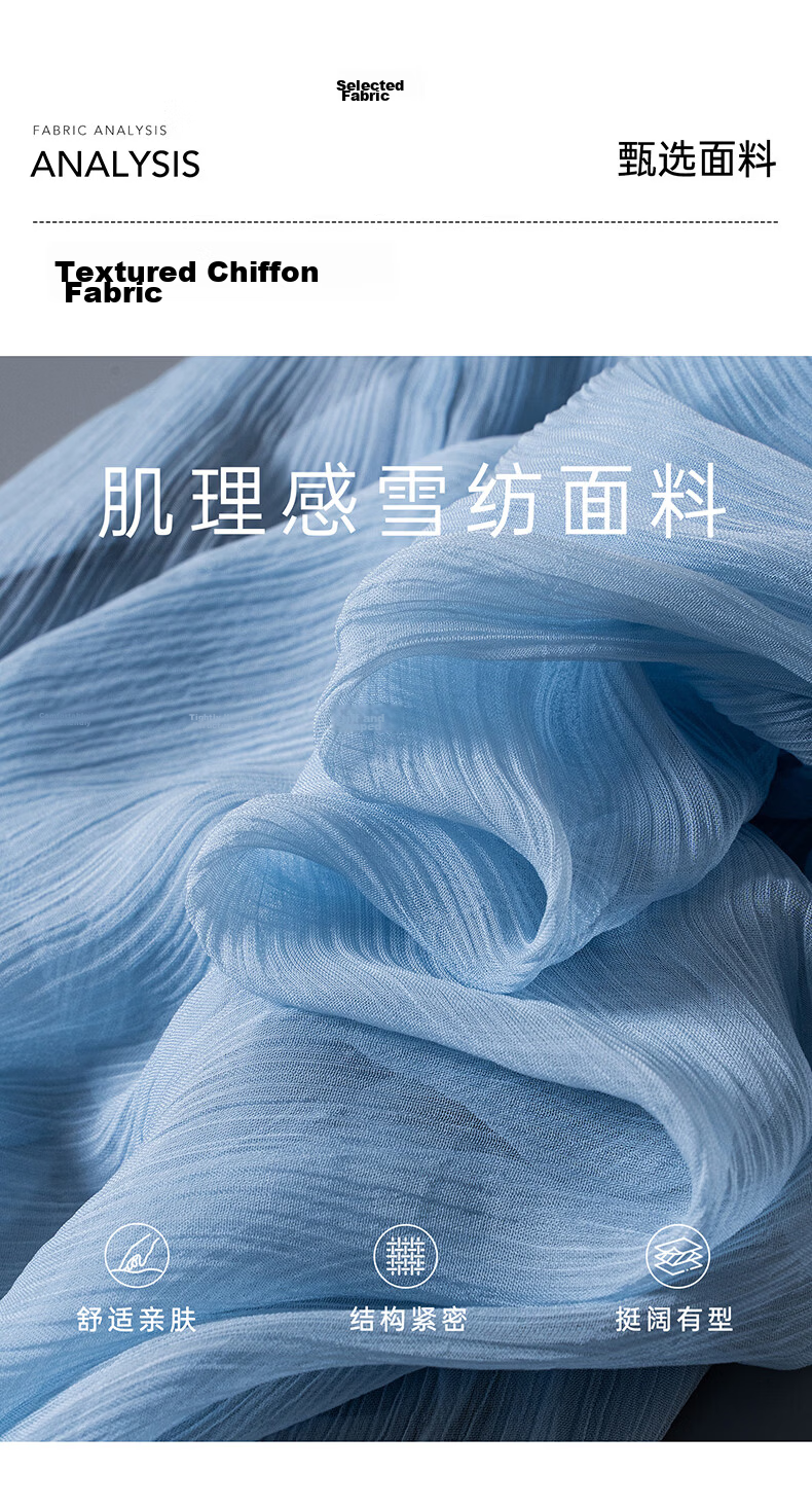 ROEYSHOUSE Elegant Workplace Flutter Sleeve Chiffon Blouse Summer French Pleated Top 13595 Light Blue S 4