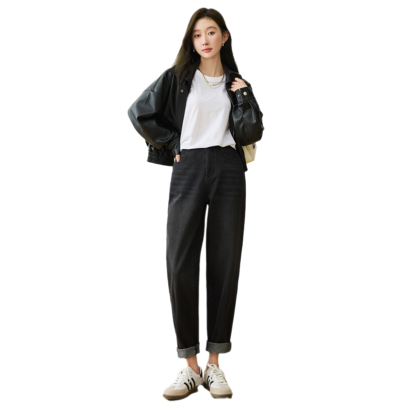 LangSha [New Retro Moisture-Wicking] Women's Jeans, Spring And Autumn New Style, High-Waisted Straight-Leg Cropped Tapered Harem Pants