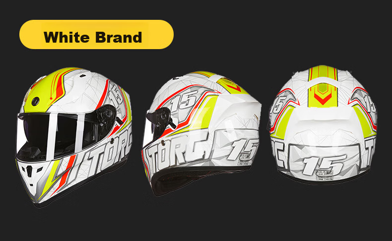 TORC Motorcycle Helmet Four Seasons Full Face Dual Lens Motorbike Large Spoiler 3C Certified Unisex T128 White 15