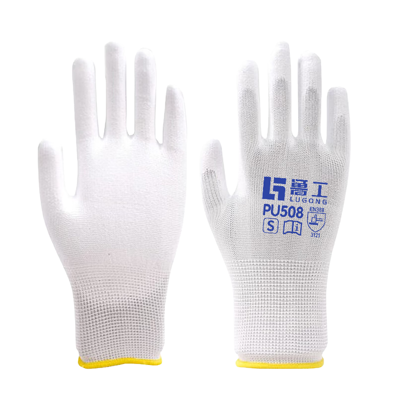 Lugong PU508 Coated Work Gloves, Anti-Slip Wear-Resistant Summer Electronic Assembly Workshop Breathable Non-Odor Hand Gloves for Women - Small Hands - 12 Pairs/S