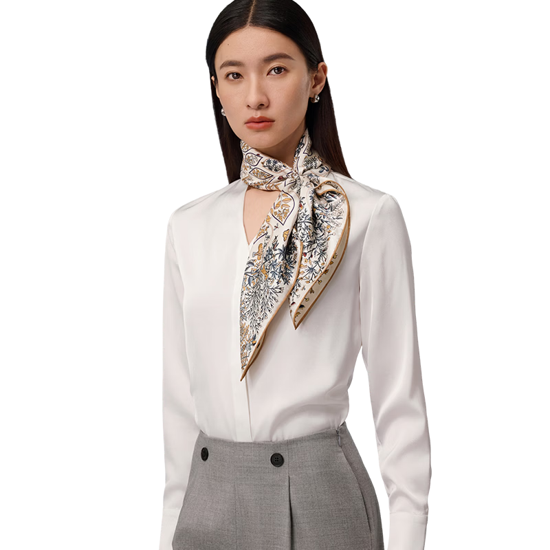Shanghai Story [Counter Same Style] 100% Mulberry Silk Twill Double-Sided Printed Small Square Scarf Gift for Mom and Girlfriend