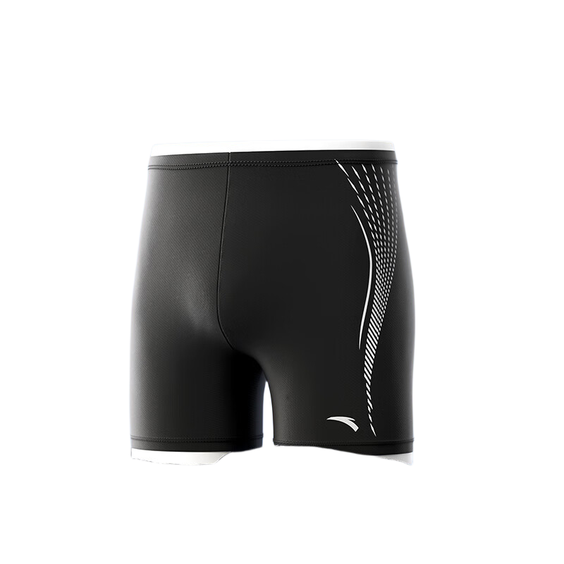 ANTA Men's Swim Trunks, Anti-Embarrassment, Chlorine-Resistant, Quick-Drying, Breathable, Comfortable, Boxer Briefs, Quick-Elastic, Large Size Swimming Trunks, Black And Green, L