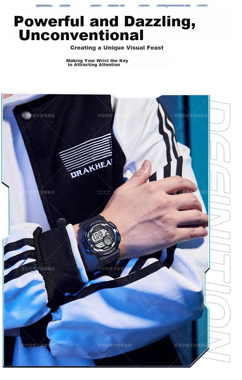 GEORGCOUNT Men's Watch Student 2025 New Multifunctional Waterproof Electronic Watch for High School and Middle School Boys Children's Alarm Clock 11