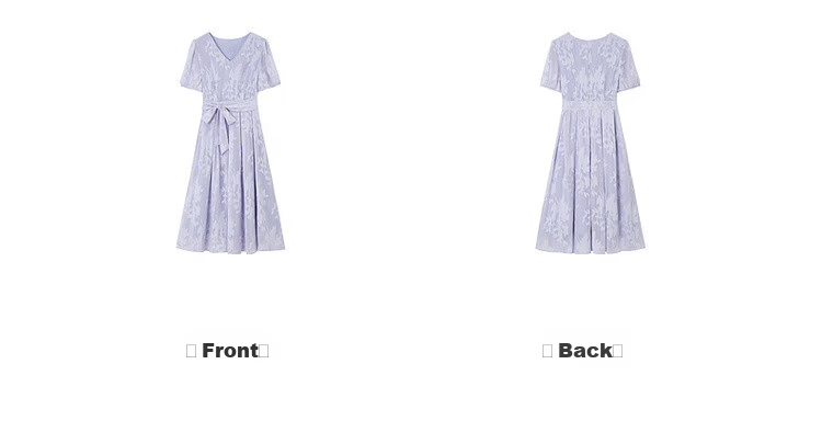 Mt [Mosang Ziyuan] Summer Elegant Socialite V-Neck Textured Jacquard Lightweight Waist-Cinching A-Line Women's Dress 12