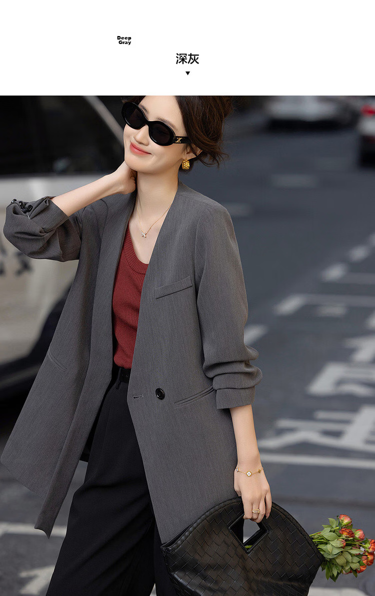 Demana [Sharp Aura] Spring Urban Commuter Style Lace Splice Double-Breasted Loose Slimming Coat for Women Premium Feel 16