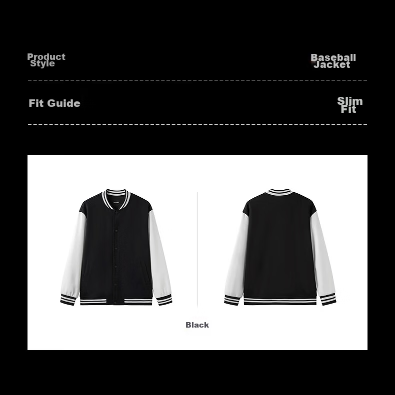 Gxgjeans Men's Colorblock Patchwork American Casual Loose Baseball Jacket Coat 26 Spring New Black 170/M 3