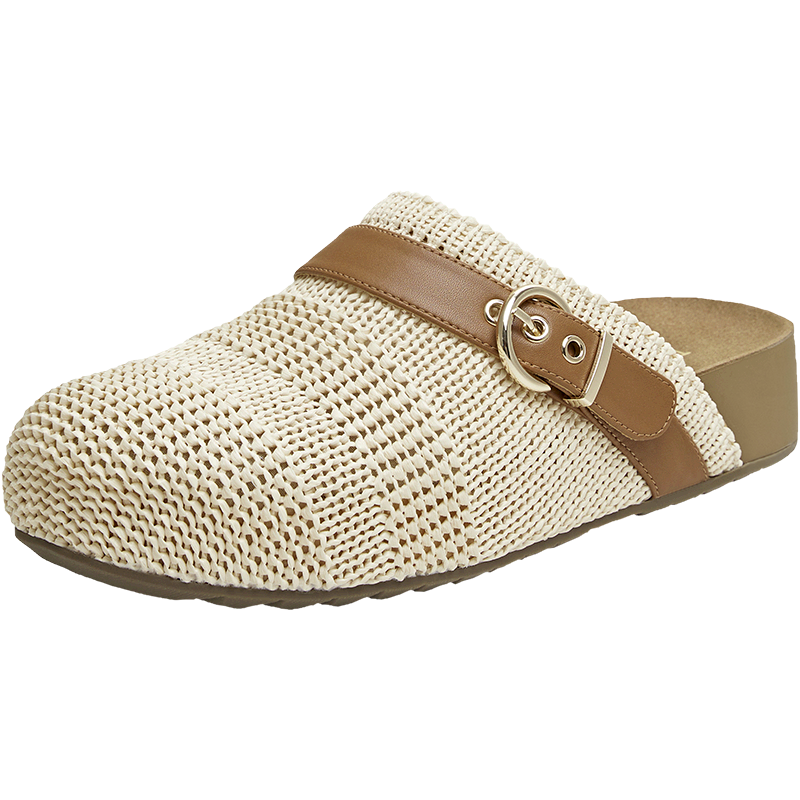 TEENMIX Birken Woven Slip-On Mules Vacation Style Women 2026 Summer New Beige 36