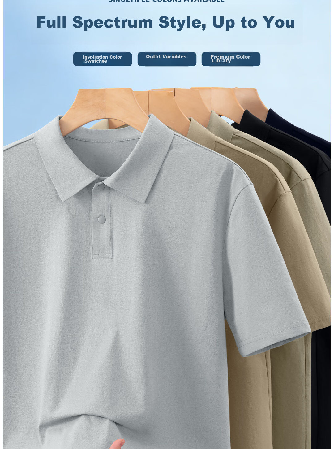 JEANSWEST LIFE Men's Boundaryless Quick-Dry Polo Shirt Summer Thin Wrinkle-Resistant Short Sleeve 2026 New Lapel Top 6