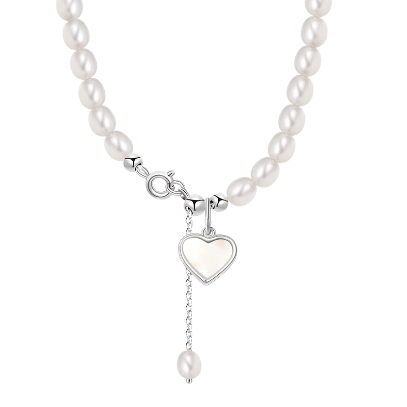 CHINA GOLD Heart-shaped Small Pearl Necklace Young Style 2026 New Qixi Festival Valentine's Day Gift for Girlfriend Wife Birthday