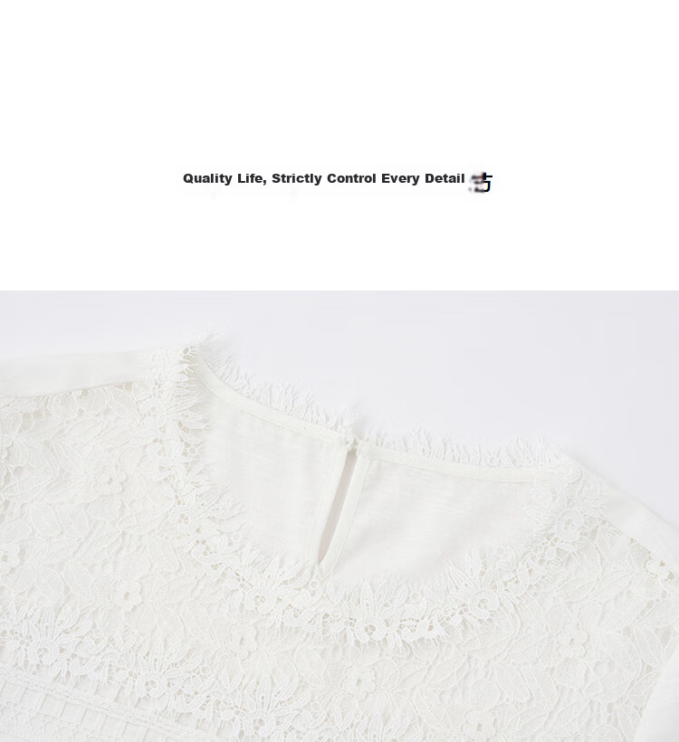 Demana Fresh Cotton Summer Elegant Urban Lace Splice Short Sleeve Loose Slimming Shirt for Women High-End Feel 11