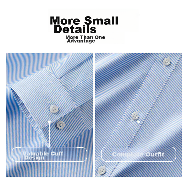 Hodo [3.5 Level Wrinkle-Free] Red Bean Pure Cotton Long Sleeve Men's Wrinkle-Resistant Striped Business Formal Shirt 9