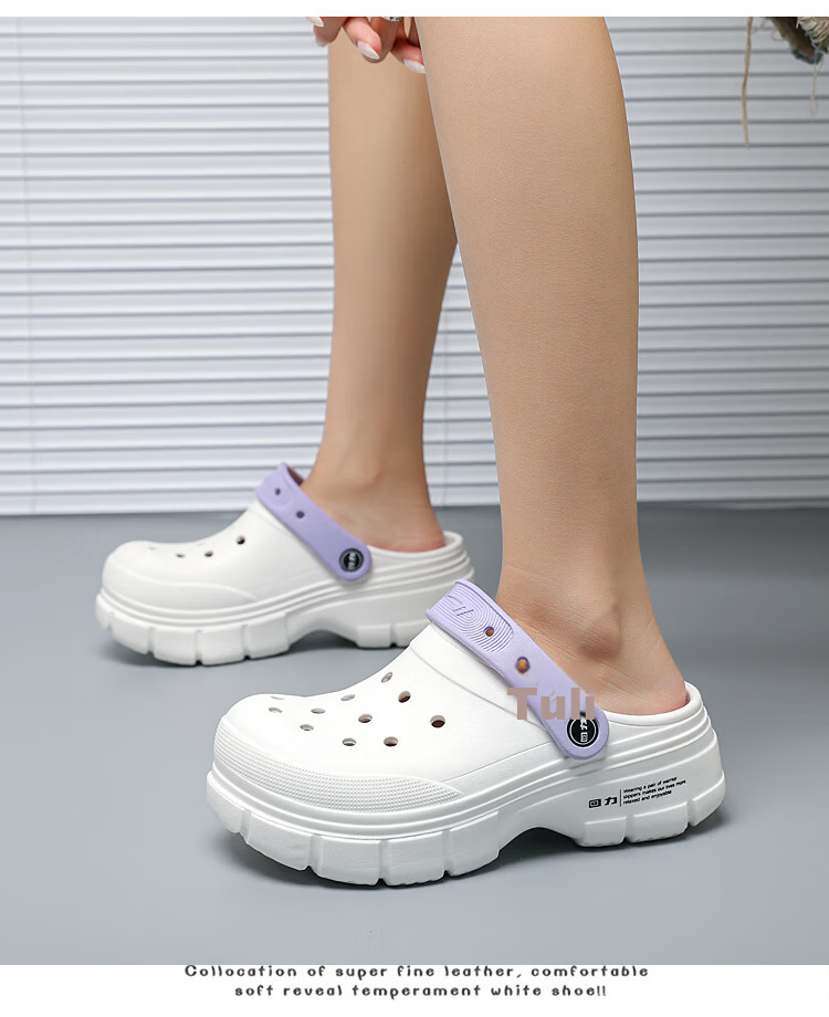 Warrior Women's Hollow Toe Slippers Outdoor Beach Sandals Four-Season Cool Slippers SDJ-0603 White Purple Size 37 7