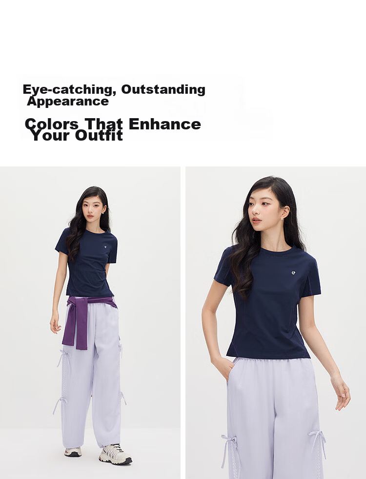 Semir Women's Short Sleeve T-Shirt Summer Moisture-Wicking Quick-Dry Sun Protection Stitching Contrast Thread 2026 Petite Sports Style 109326100045 3