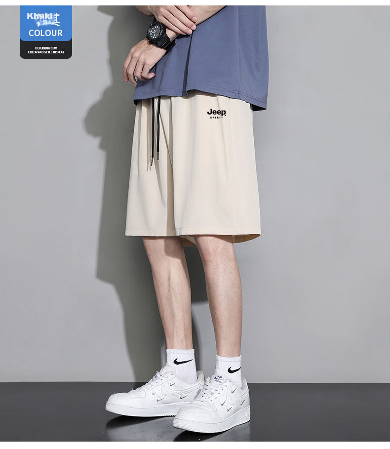 JEEP SPIRIT Men's Summer New Lightweight Ice Feel Loose Breathable Straight Cut Casual Sports Mid-Length Shorts 23