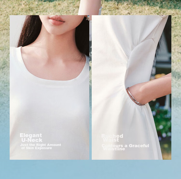 Semir Women's Summer Dress U-Neck Solid Color Pleated Short Sleeve Short Skirt 2026 Minimalist Design 109326114005 10