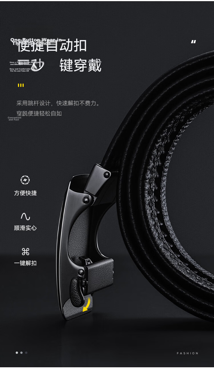 HLA Men's Leather Belt Automatic Buckle Top Layer Cowhide Waist Belt Gift for Boyfriend and Dad Anniversary 9