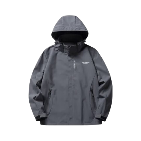 JEANSWEST OUTDOOR Men's Jacket, Spring And Autumn Outerwear, Hooded Windbreaker, Trendy Outdoor Loose-Fitting Mountaineering Suit for Couples, Black, 4XL