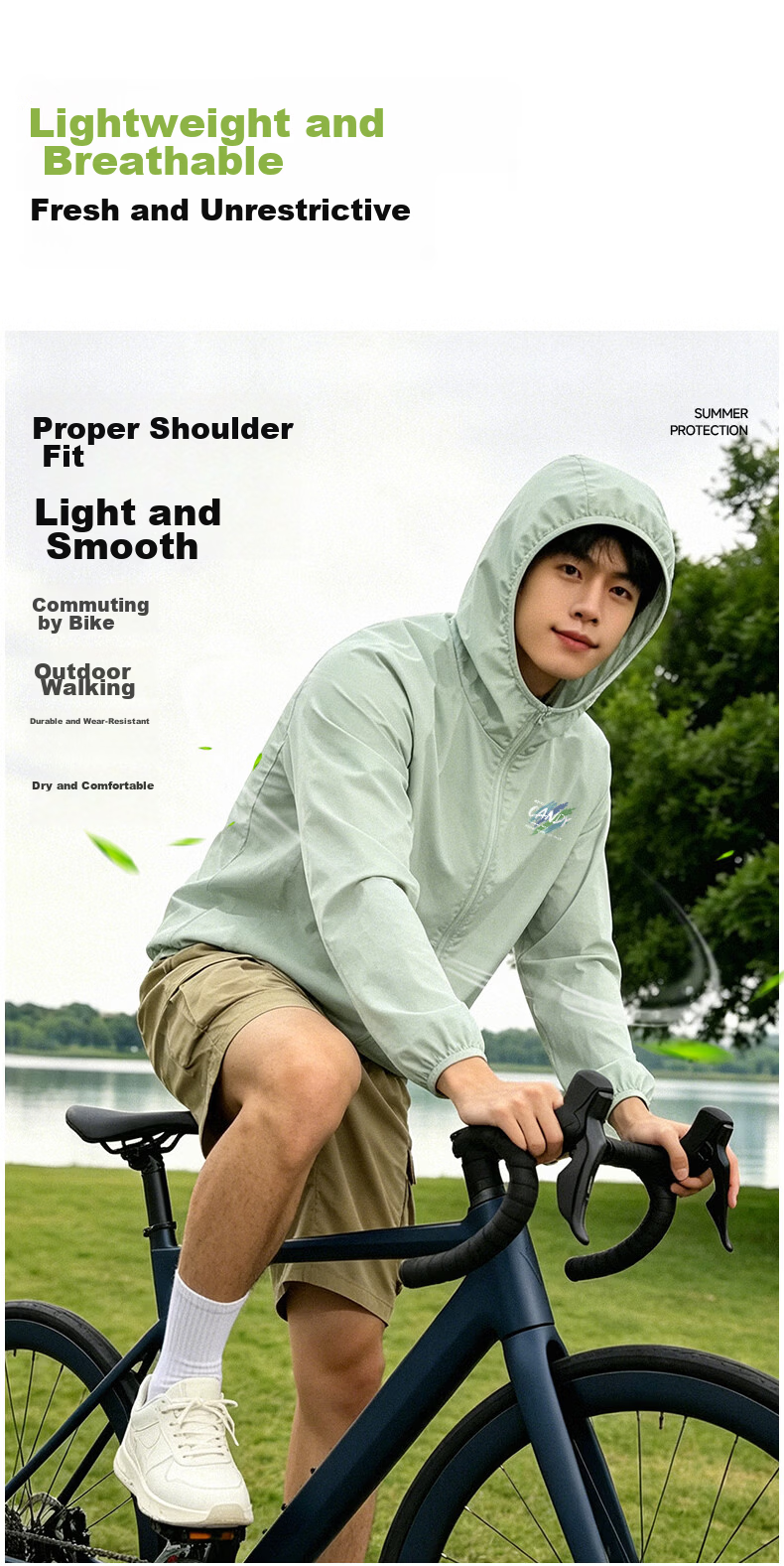 Jeanswest Men's Summer Outdoor UPF50+ Lightweight Loose UV Protection Skin Jacket Sunscreen Coat 5