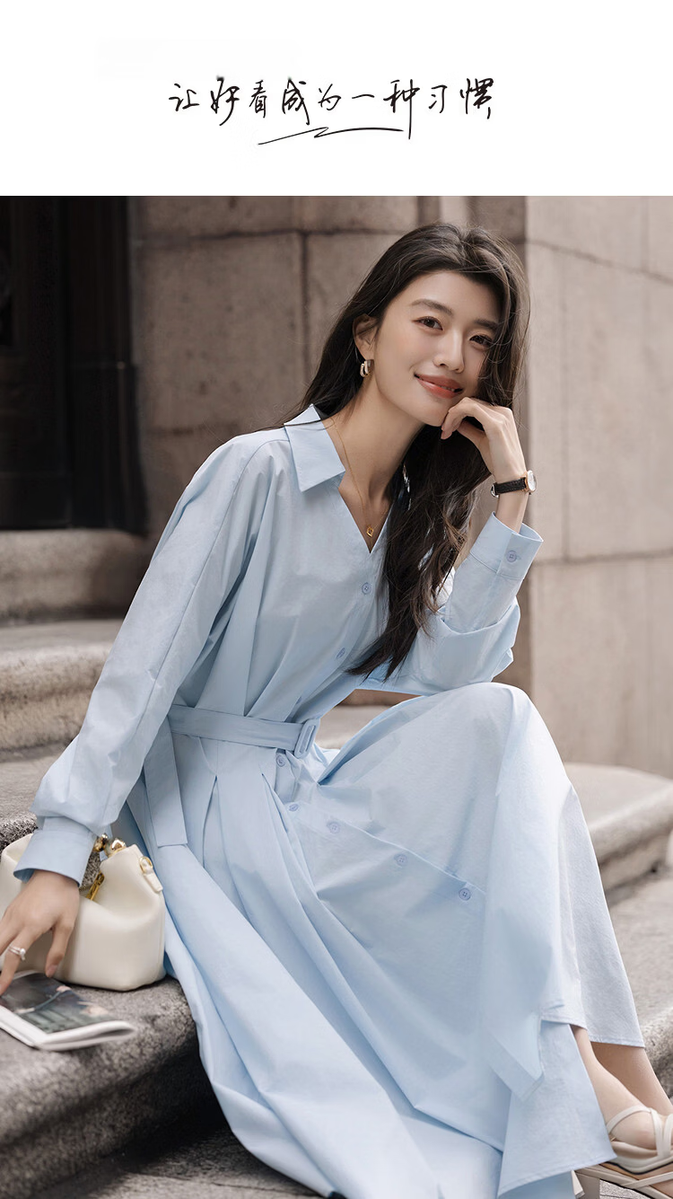 Demana UPF50+ UV Protection Spring Smart V-Neck Waist-Cinched Petite Women's Dress 1