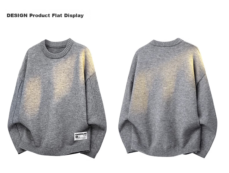 :CHOCOOLATE Men's Autumn New Knit Sweater Jacket Loose Pullover Long Sleeve Coat Navy Blue L 5