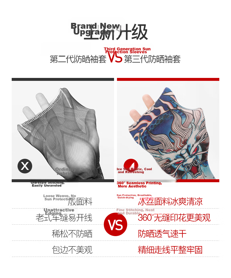 Bejirog Ice Silk Sleeve Men Outdoor Driving Sun Protection Arm Sleeves Men Cycling Arm Guards Ice Sleeves Men's Floral Tattoo Trendy Arm Sleeves 7