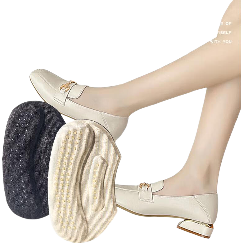 Maigaole Leather Shoe Heel Grips, Shoe Size Reducer, Anti-Slip Heel, Summer, Apricot Color, 6mm