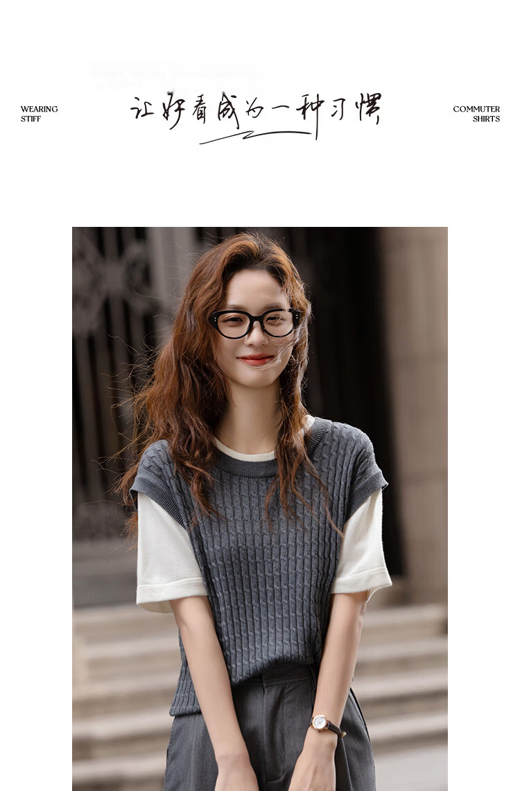 Demana【With Mulberry Silk/Sheep Wool】Spring College Style Cable Knit Colorblock Sweater Petite Women's Knitwear 8