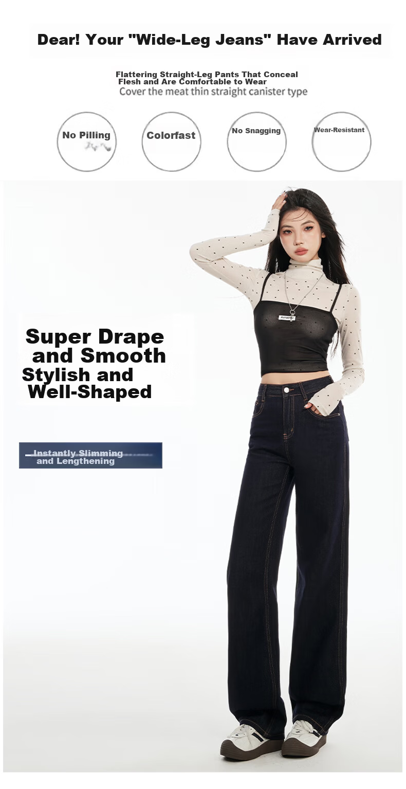 Pierre Cardin Women's Summer Fashion Wide-Leg American Style High-Waist Slight Flare Stretch Slim Fit Jeans Black L 3