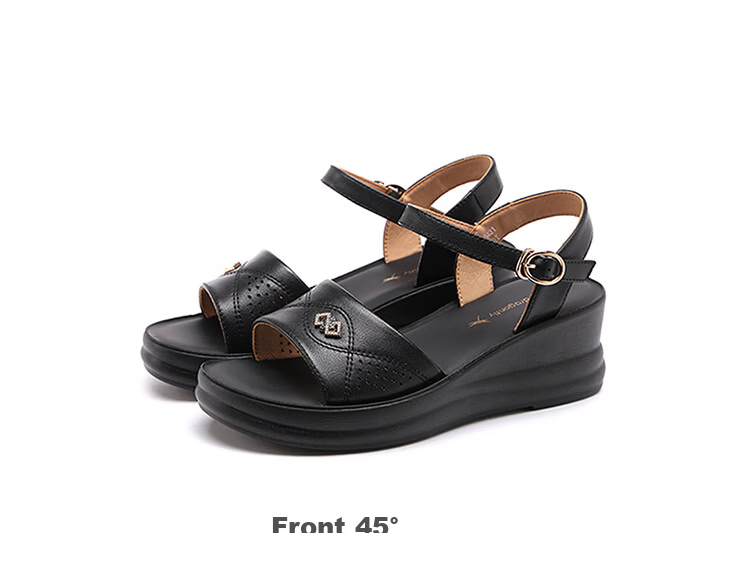 Red Dragonfly Women's Summer Sandals Thick Soft Sole Non-slip Middle-aged and Elderly One-strap Shoes WTK265432 Off-white Size 38 12