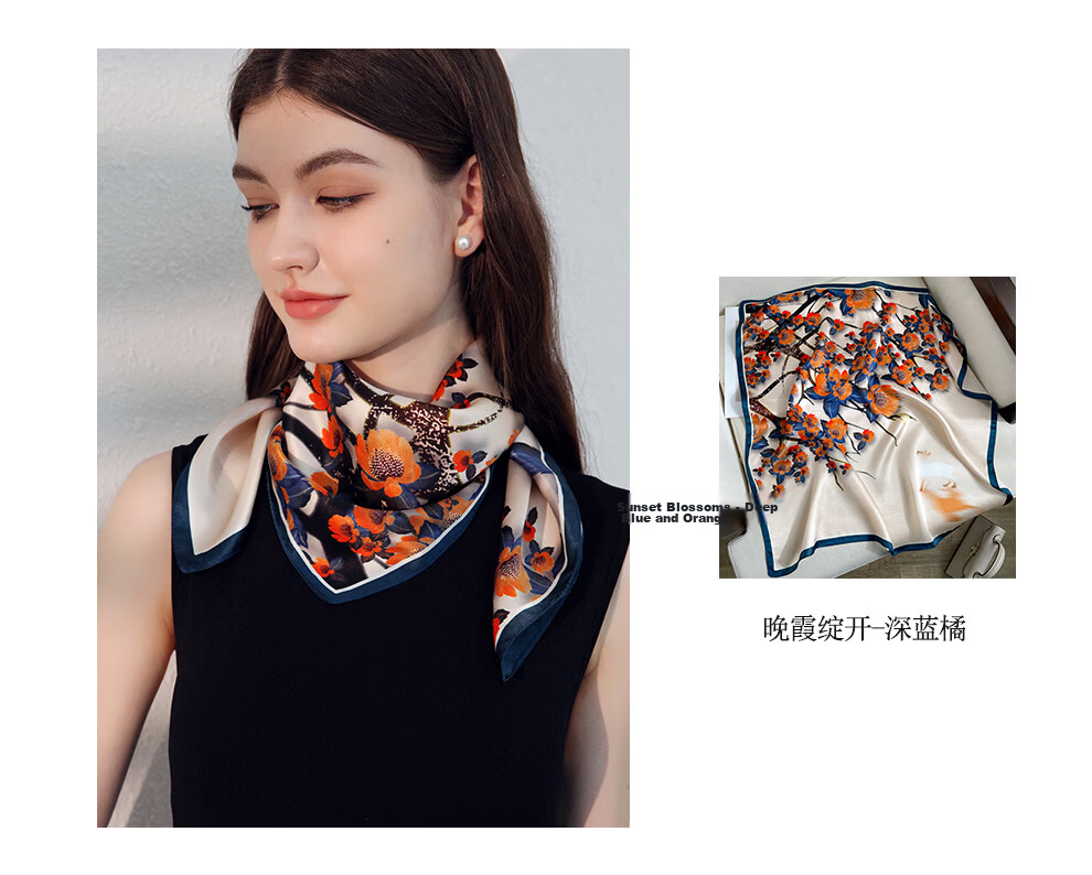 Hangsilu Silk Scarf for Women, Square Scarf, Lightweight Mulberry Silk Neck Scarf, Birthday And Holiday Gift for Mom, Teacher, Or Friends 17