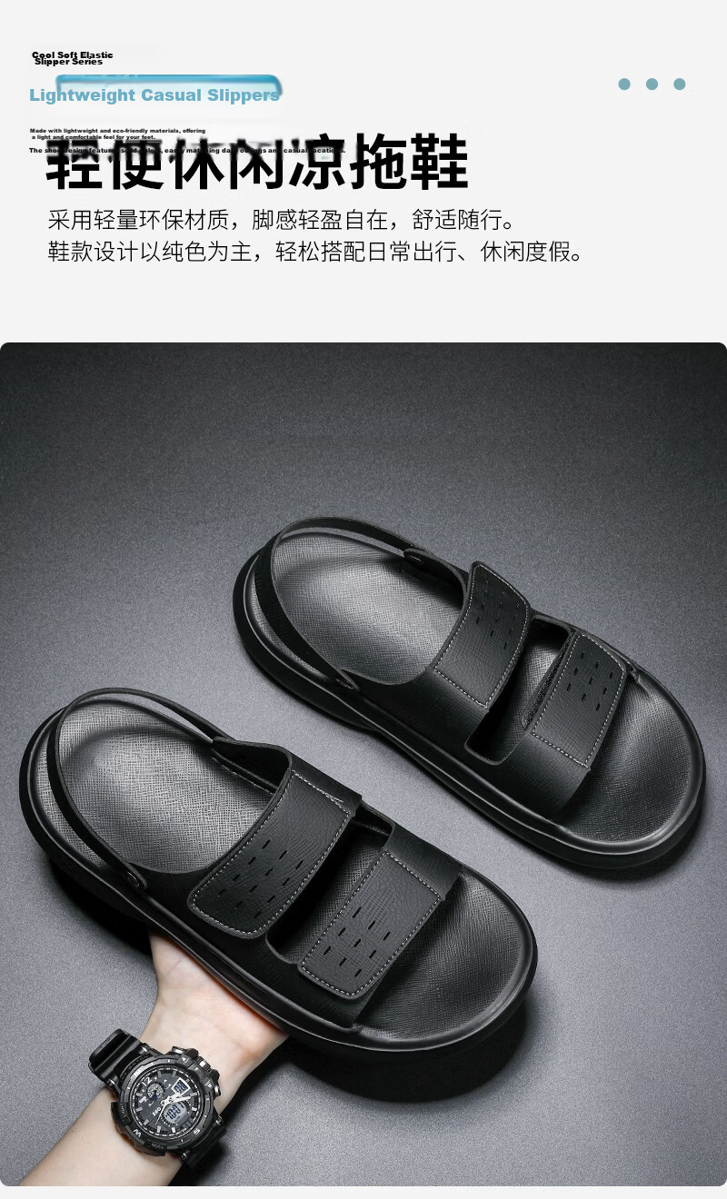 CARTELO Men's Leather Sandals 2026 New Summer Breathable Slippers High-End Soft Sole Beach Shoes K903 Black Size 40 1
