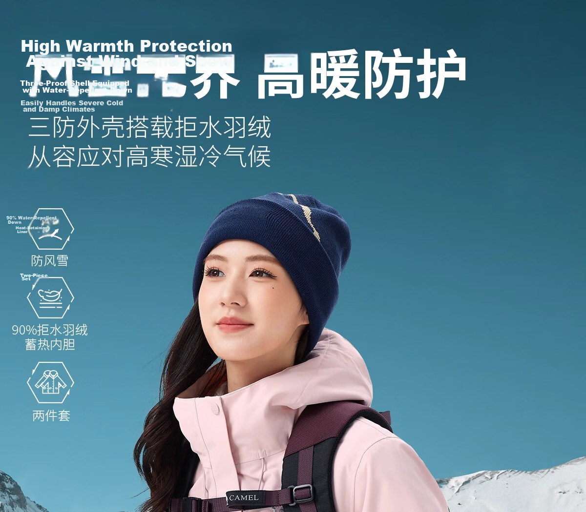 CAMEL Women's Outdoor Jacket Men's 3-in-1 Waterproof Breathable Down Liner Hiking Mountaineering Coat 5