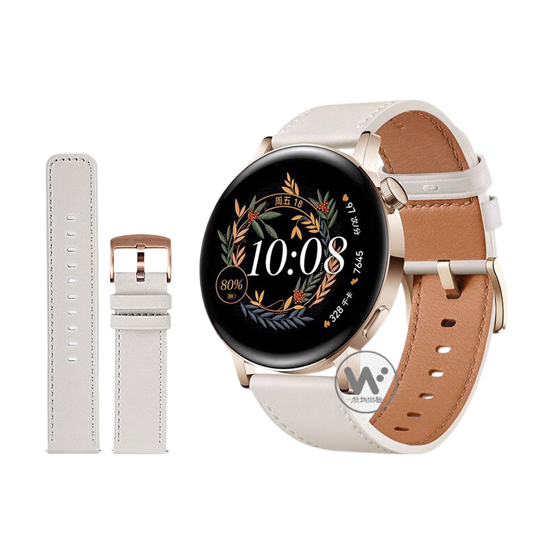 Watchbond Leather Watch Strap for Huawei Watch GT3 Pro Women's Model, 20mm Genuine Leather Strap for GT3/GT3 Pro/GT2, Women's 42mm Cowhide Leather Strap