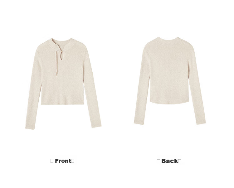 MT Gentle New Chinese Style Autumn Fashion Elegant Solid Color Stand Collar Long Sleeve Knit Sweater 6