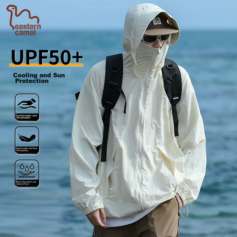 EASTERN CAMEL Unisex Summer UPF50 Sun Protection Outdoor Fishing Jacket Coat Men’s Off-White 3XL