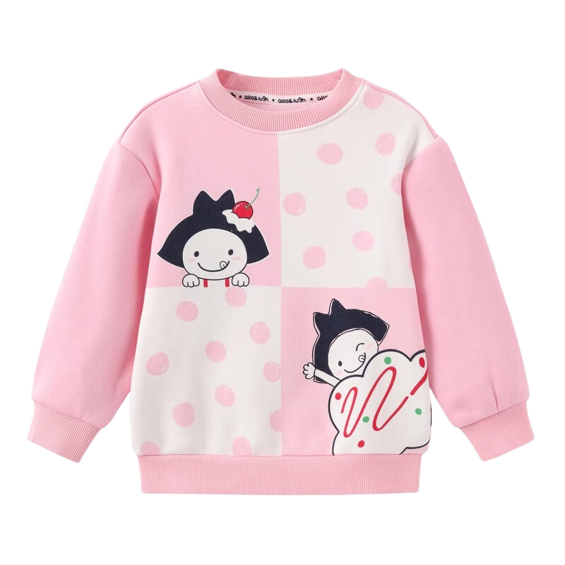 Allo&lugh Children's Autumn New Girls' Sweet Floral Print Korean Style Long-Sleeve Sweatshirt, Pink, Size 100