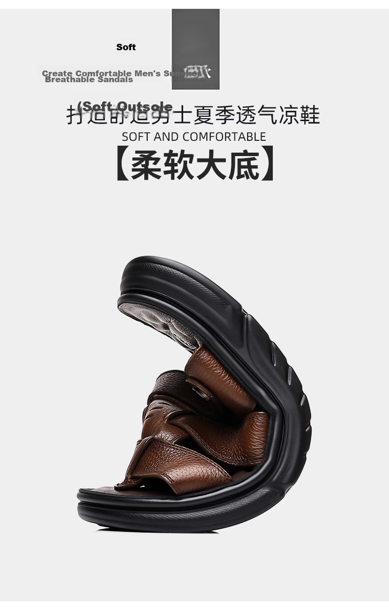 Aokang Summer Men's Casual Beach Sandals Black Size 38 12