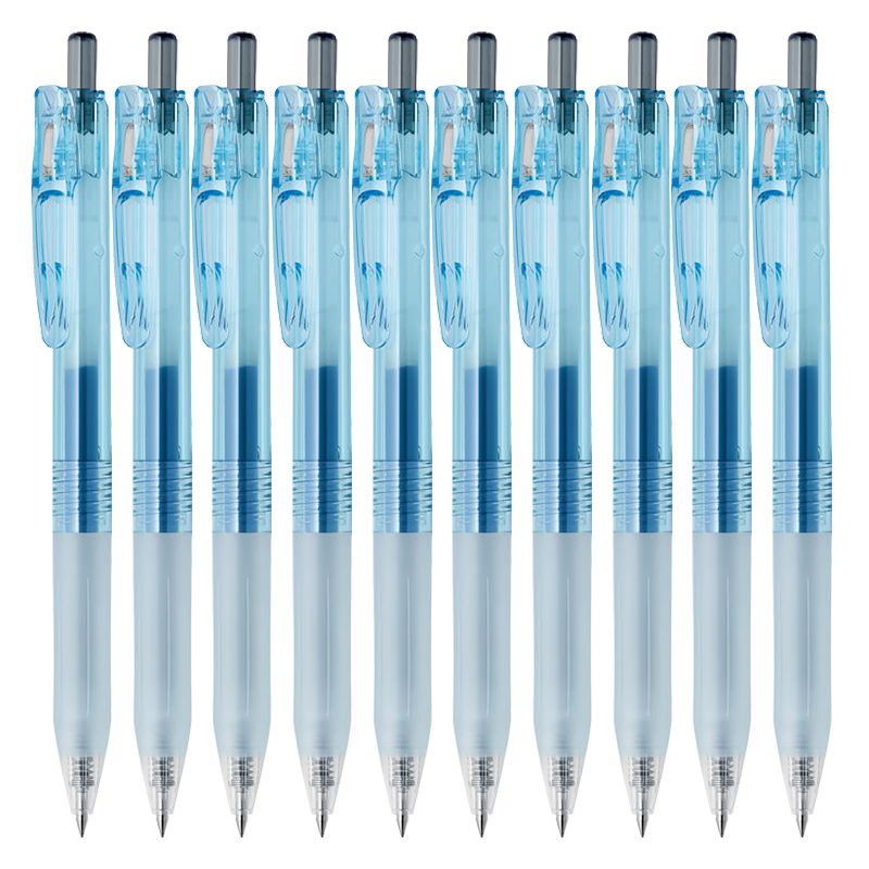 ZEBRA Bio Bamboo Exam Pen, 0.5mm Transparent Eco-Friendly Bamboo Shaft, JJ15 High-Value Exam Writing Pen with Retractable Gel Ink, Sky Blue Shaft (Blue Ink), Pack of 10
