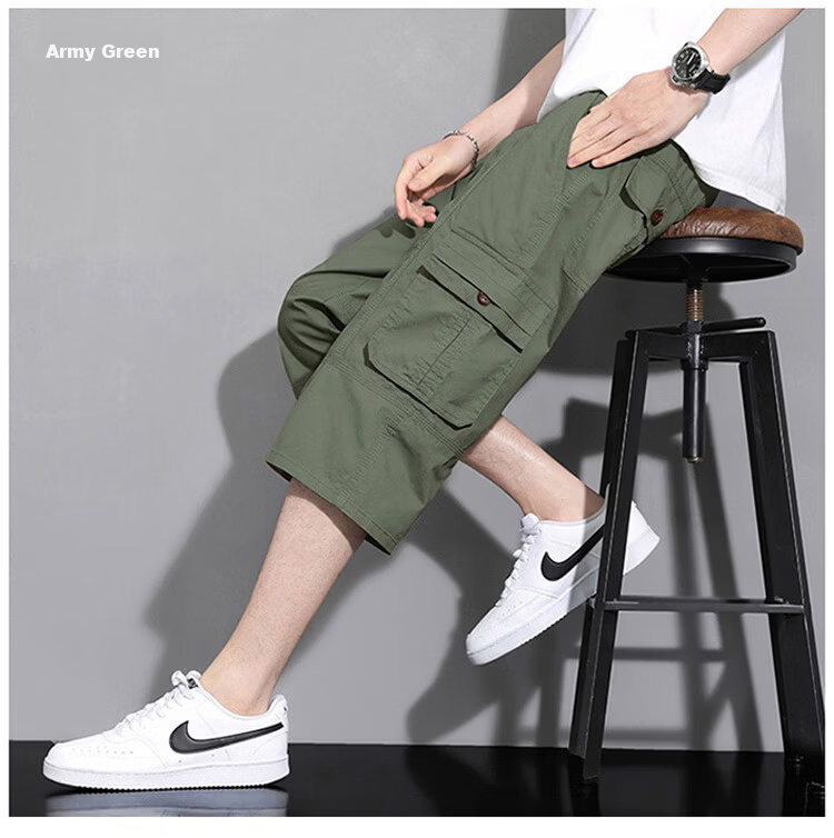 Pierre Cardin Men's Workwear Cargo Shorts Summer Outdoor Casual Straight-Leg Cotton Capri Pants Khaki XL 15