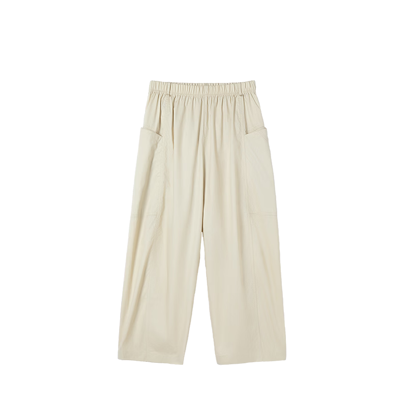 Demana High-Count Pure Cotton Summer Workwear Style Cropped Curved Pants Elastic Waist Slimming Concealment Casual Pants for Women Premium Feel
