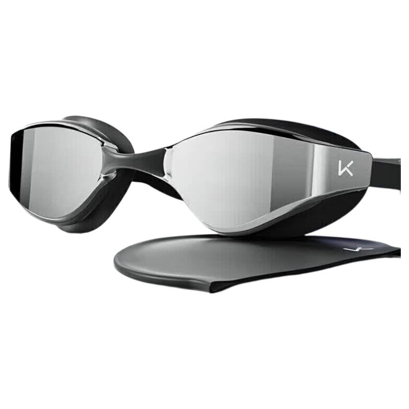 Keep Swimming Goggles for Men And Women, High Definition Waterproof Anti-Fog Professional Coated Swim Glasses with Swimming Cap Set, Swimming Equipment, Piano Black