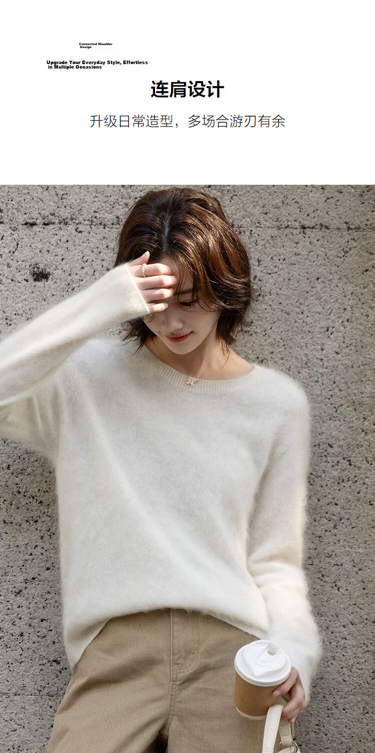 Demana [100% Cashmere] Winter Cloud Soft Warm Shoulder Raglan Loose Slim Cashmere Sweater for Women Premium Feel 7