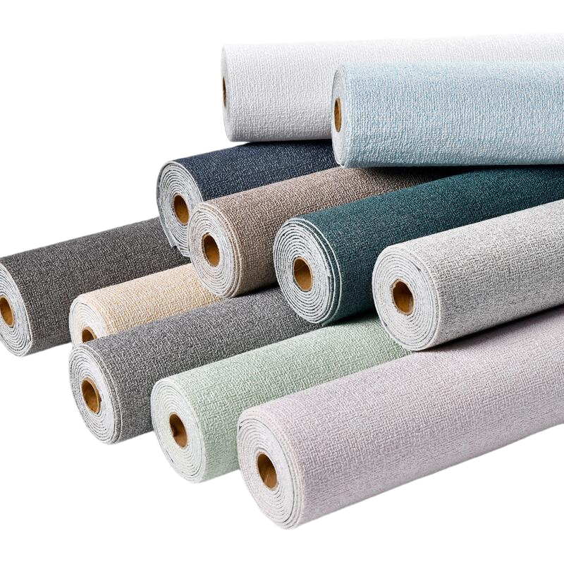 Gongxun Linen Texture Wallpaper Self-Adhesive Wall Sticker Dormitory Wall Decal Background Wall Decoration, Linen Gray 0.5*2.8m