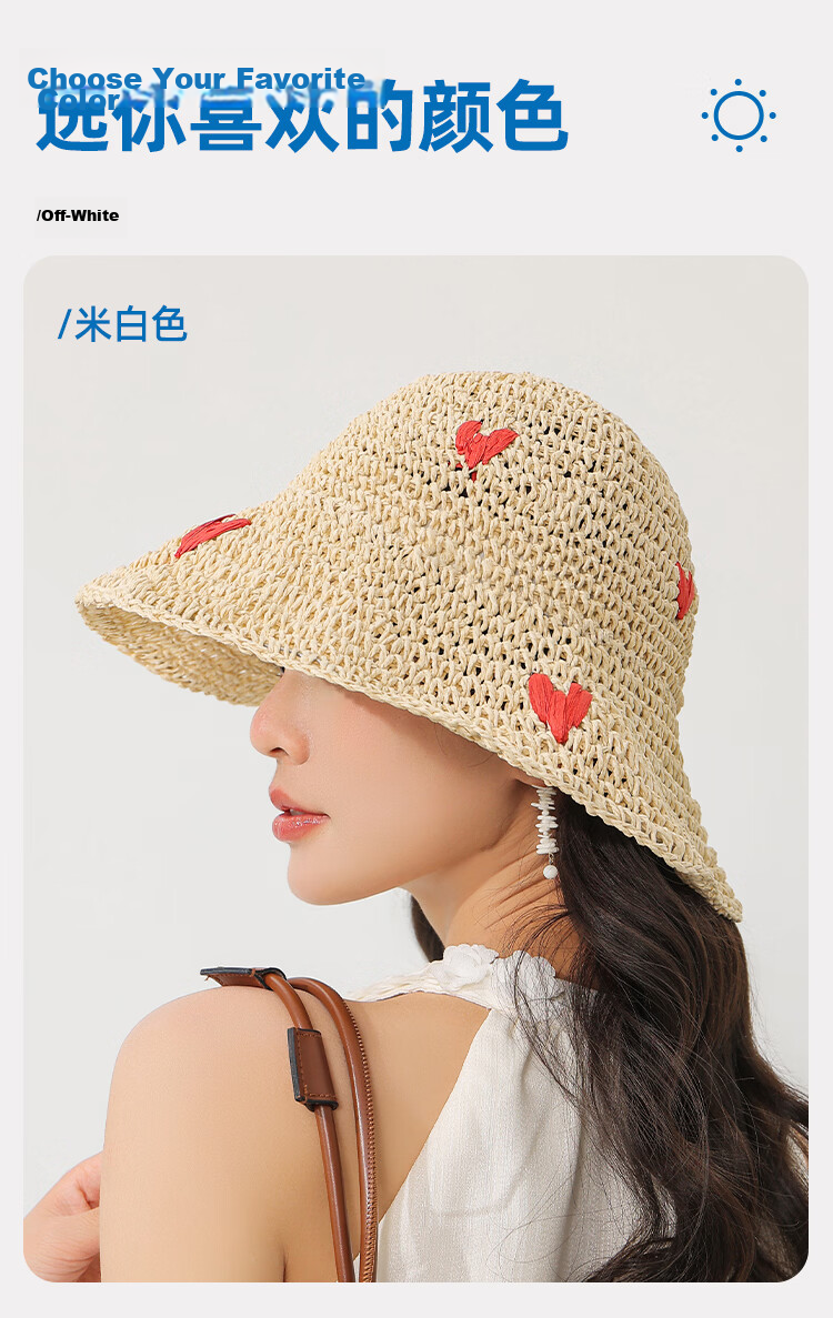 Romon Women's Sun Protection Hat UV Protection Wide Brim Face Covering Beach Straw Sun Hat Fisherman Hat 11