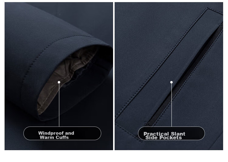 Shanshan [93% Mulberry Silk Lining] Winter Plaid Trench Coat Quilted Thickened Warm Cotton Jacket Business Men's Jacket 5