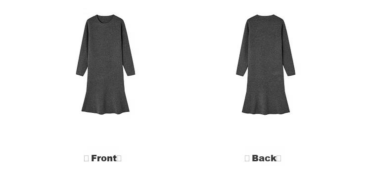 MT Smart Warm Style Winter Lazy Round Neck Fish Tail Soft Comfortable Elegant Knit Long Dress for Women 13